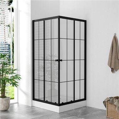 حاوية دش مربعة بحجم 900 × 900 سوداء