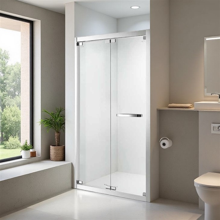 Shower Door With Stainless Steel Silver Frame